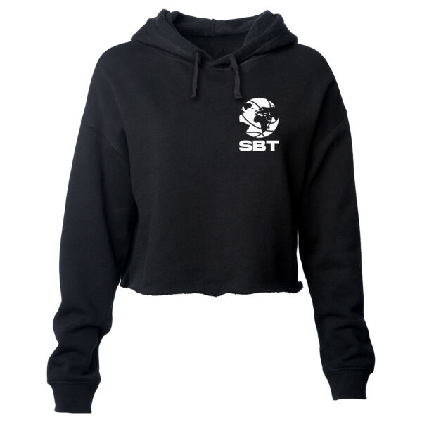 BALL LOGO LEFT CHEST - PREMIUM WOMEN'S CROPPED HOODIE - BLACK - 83WKTF Thumbnail